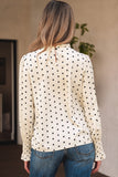 Polka Dot Print Frilled Collar Lantern Sleeve Blouse