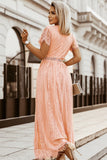 V Neck High Waist Lace Full Length Maxi Dress