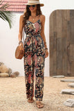 Floral Print Belted Wide Leg Jumpsuit