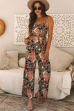 Floral Print Belted Wide Leg Jumpsuit