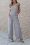 Patch Pockets Spaghetti Strap Wide Leg Jumpsuit