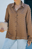 Long Sleeve Button Fuzzy Polka Dot Shirt