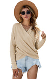 Wrap V Neck Waffle Sweater