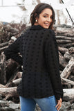 Long Sleeve Button Fuzzy Polka Dot Shirt