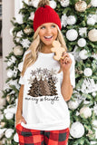 Leopard Christmas Tree Graphic Crew Neck T Shirt