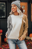 Colorblock Textured Drop Shoulder Sweater