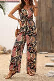 Floral Print Belted Wide Leg Jumpsuit