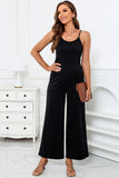 Patch Pockets Spaghetti Strap Wide Leg Jumpsuit