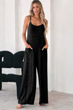 Patch Pockets Spaghetti Strap Wide Leg Jumpsuit