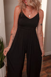 Spaghetti Straps Open Back Wide Leg Jumpsuit