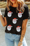 Faux Sequin Christmas Claus Pattern Crewneck T Shirt