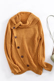 Buttoned Wrap Turtleneck Sweater