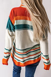 Color Block Cowl Neck Knit Sweater