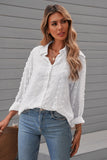 Long Sleeve Button Fuzzy Polka Dot Shirt