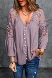 Chiffon Crochet Lace Button Top