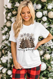 Leopard Christmas Tree Graphic Crew Neck T Shirt