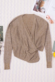 Wrap V Neck Waffle Sweater