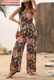 Floral Print Belted Wide Leg Jumpsuit