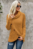 Buttoned Wrap Turtleneck Sweater