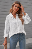 Long Sleeve Button Fuzzy Polka Dot Shirt