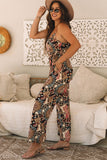 Floral Print Belted Wide Leg Jumpsuit