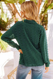 Long Sleeve Button Fuzzy Polka Dot Shirt