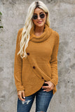 Buttoned Wrap Turtleneck Sweater