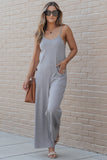 Patch Pockets Spaghetti Strap Wide Leg Jumpsuit