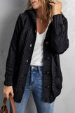 Buttoned Hooded Open Front Knitted Sweater