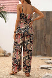 Floral Print Belted Wide Leg Jumpsuit