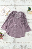 Chiffon Crochet Lace Button Top