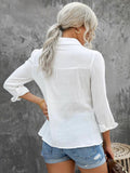 Floral Lace Hollow-out Splicing Crinkled Shirt