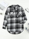 Checkered Long Sleeve Loosen Shirt Button Shacket