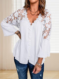 Chiffon Crochet Lace Button Top