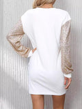 Sequin Puff Sleeve Shift Mini Dress