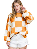 Checkered Bishop Sleeve Sweater