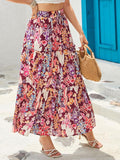 Multicolor Boho Floral Print High Waist Maxi Skirt