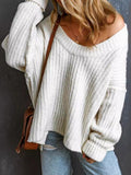 Ribbed Knit Round Neck Slouchy Chunky Sweater