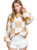 Checkered Bishop Sleeve Sweater