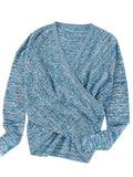 Wrap V Neck Waffle Sweater