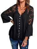 Chiffon Crochet Lace Button Top