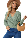 Wrap V Neck Waffle Sweater