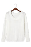 Ribbed Knit Round Neck Slouchy Chunky Sweater