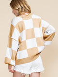 Checkered Bishop Sleeve Sweater