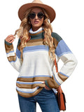 Color Block Cowl Neck Knit Sweater