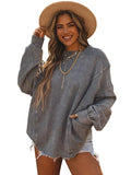 Exposed Seam Twist Open Back Oversized Sweatshirt