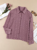 Long Sleeve Button Fuzzy Polka Dot Shirt