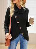 Buttoned Wrap Turtleneck Sweater