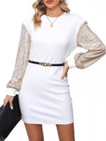 Sequin Puff Sleeve Shift Mini Dress