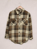 Checkered Long Sleeve Loosen Shirt Button Shacket